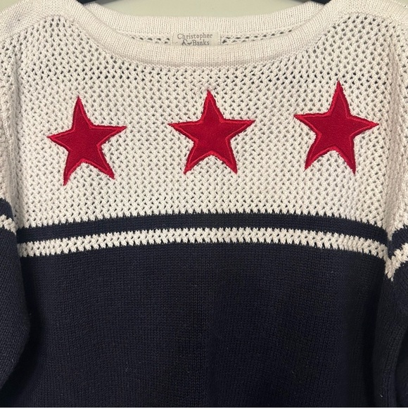 Vintage Knit Christopher & Banks Americana USA Sweater Red White Blue Large - Picture 4 of 11